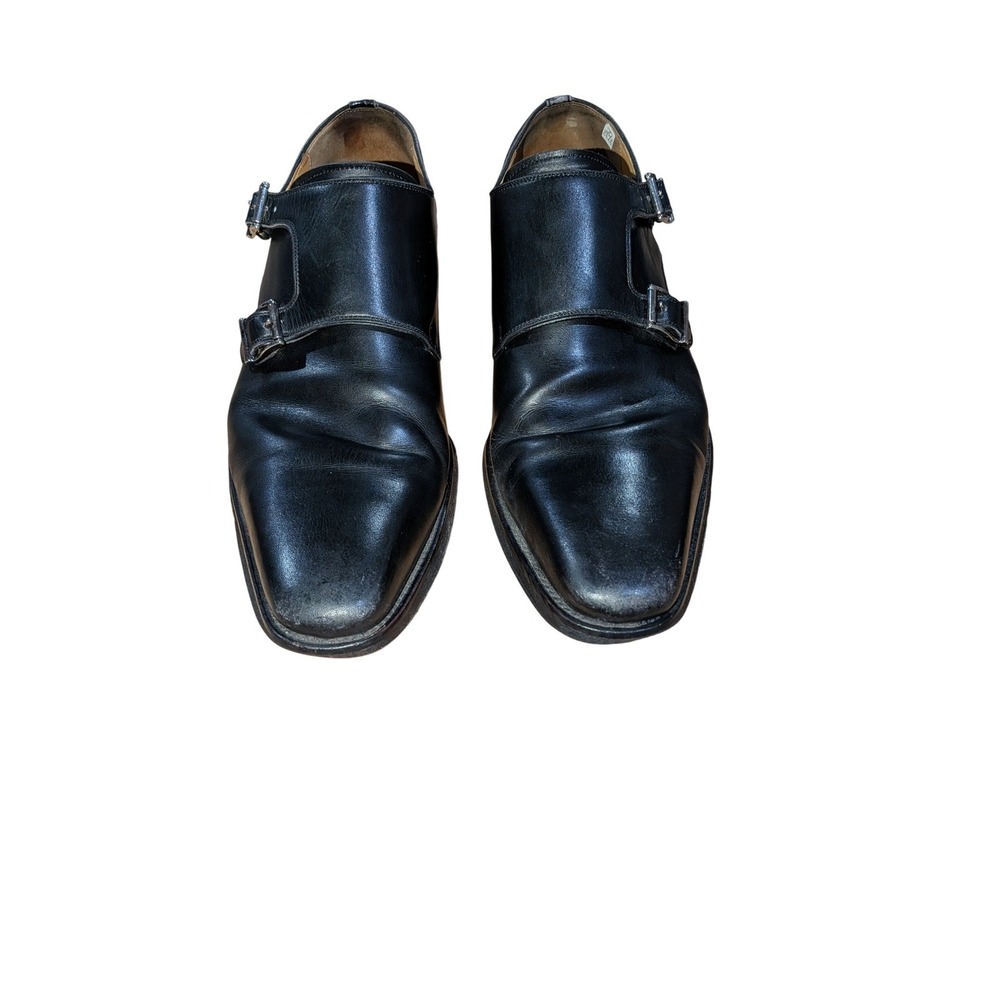 Magnanni Mens Black Leather Double Monk Strap Dress Shoes Made in Spain 8.5